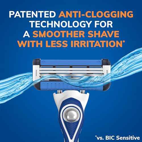 BIC EasyRinse Anti-Clogging, Refillable Men's Razors With 4 Blades, 1 Handle and 3 Refill Razor Cartridges Razor Kit