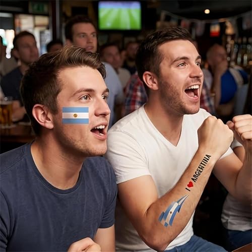 20 Pack World Cup Temporary Tattoos - Waterproof National Flag Stickers