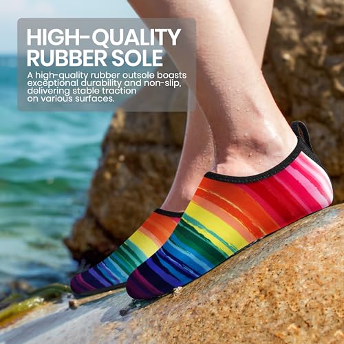 SEEKWAY Water Shoes Women Men Adult Quick-Dry Aqua Socks Barefoot Non Slip for Beach Swim River Pool Lake surf Black Size SK002