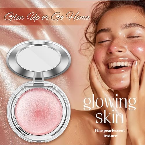 Highlighter Makeup Powder Palette£¬Glossy Face & Body£¬Shimmer Eye & Cheek Glow, Mini Beauty Bomb for Matte Cream & Glitter Essentials (K3 PinkSparkle)