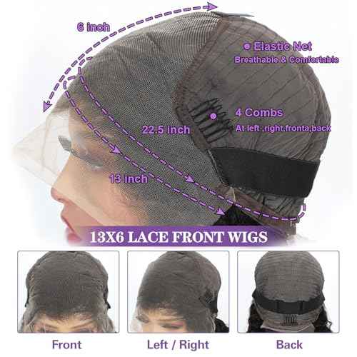 30 Inch Deep Wave Lace Front Wigs Human Hair 210 density 13x6 HD Transparent Lace Front Wigs Human Hair Glueless Wigs Human Hair Pre Plucked Deep Curly Human Hair Wig for Women