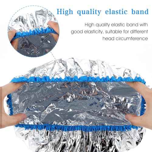 2 Pcs Heat Cap for Deep Conditioning Hair Cap for Oil Treatment Double Layer Aluminum Foil Heat Cap Reusable Steam Cap Processing Caps Shower Cap for Long Thick Hair Dyeing Home Salon Black Blue