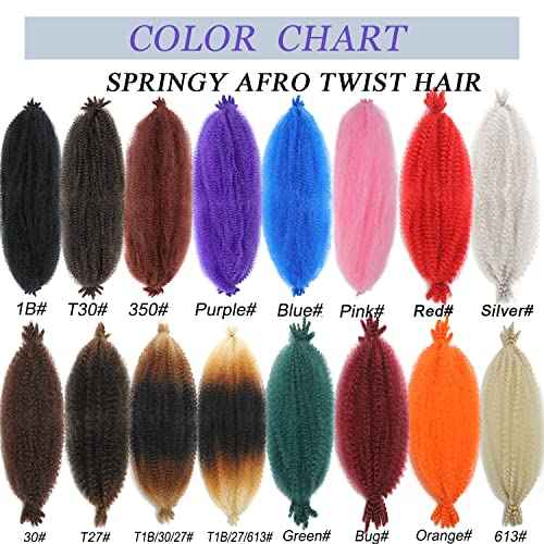 Parceria 30 Inch Springy Afro Twist Hair 8 Packs Marley Twist Braiding Hair Pre-fluffed Spring Twist Hair Kinky Hair Afro Twist Hair Marley Hair for Faux Locs (30 Inch (Pack of 8), T1B/27/613#)