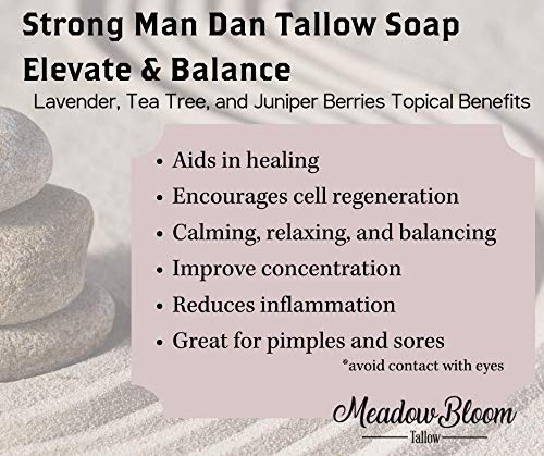 HUNTER CATTLE CO. EST'D 2004 HC Meadow Bloom Tallow Bar Soap - Tea Tree & Juniper 1 Pack - Made with All Natural 100% Grass Fed Tallow Handmade Soap Bar - Great for Face or Body Soap