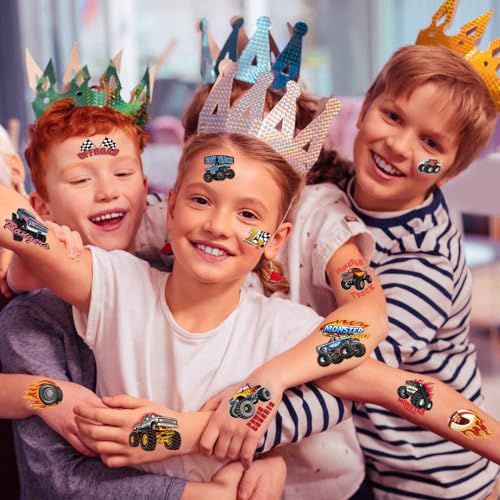 Monster Truck Temporary Tattoos for Kids, 240 Pcs Waterproof