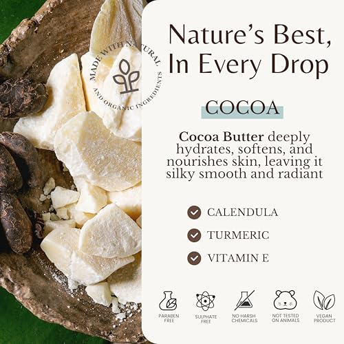 Cocoa Butter Body Wash, Cleanses, Hydrates & Nourishes, Deep Moisturizing Shower Gel for Dry and Sensitive Skin, Women & Men, Organic & Natural, 16 fl oz, 2-Pack