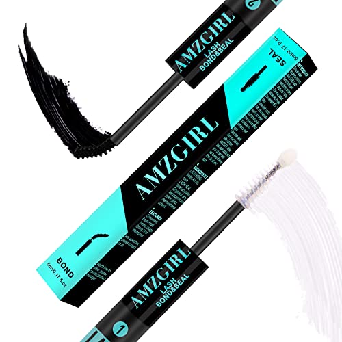 Lash Bond and Seal Eyelash Cluster Glue House of Lash Clusters Mascara Wand Glue 10ml Long Lasting 72 Hours Black Cluster Lash Glue + Lash Seal 2 in 1 Lash Clusters at Home By AMZGlRL(Black)
