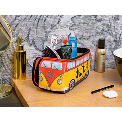 BRISA VW Collection - Volkswagen Neoprene Universal Makeup Cosmetics Toiletry Travel Pharmacy Bag in T1 Bus Design (Soccer/Multicolor) (Large (11.8 x 5.5 x 4.7 inches))