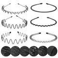 Metal Headband for Men & Women, Non-Slip Wavy Wire, 6 Pack