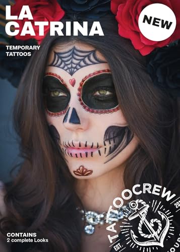 La Catrina Face Temporary Tattoo - Dia de los Muertos (2 Pack)