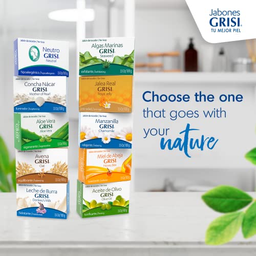 Grisi Seaweed Soap, Cleansing and Exfoliating with Seaweed for Unclogged Pores, Stimulated Circulation, Toxin Elimination and Firming Benefits, 6-Pack of 3.5 Oz Each, 6 Soaps