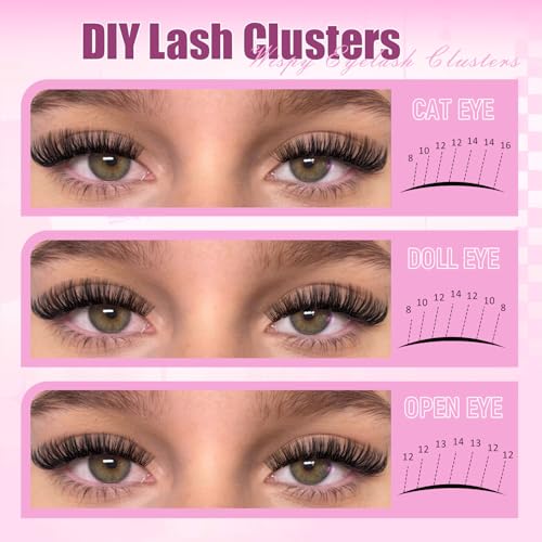 FADLASH DIY Lash Clusters - 280PCS D Curl Wispy Extensions 8-16mm