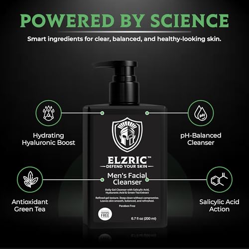 Men¡¯s Facial Cleanser ? Deep Cleansing & Hydrating Face Wash for Oily, Dry & Sensitive Skin ? Exfoliating Daily Cleanser with Salicylic Acid, Green Tea & Amino Acids ? 6.7 oz