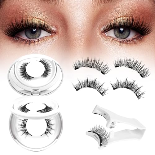 Crislashes Magnetic Eyelashes, 2 Pairs Reusable Magnetic Eyelashes with Applicator Natural Look Magnetic Lashes No Glue Needed Magnetic Eyelashes without Eyeliner (Style A+B) ﻿