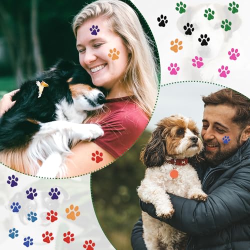 Dog Paw Glitter Temporary Tattoos, 40 Sheets 320pcs