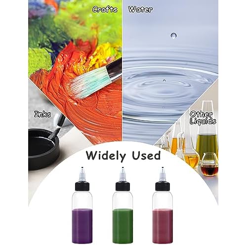 50 Pcs 2oz Plastic Squeeze Bottles with Twist Top Cap, 60ml Clear Dispensing Bottles, Empty Squirt Bottle for Liquids, Sauces, Arts, Crafts, Travel