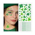 EMOME St Patrick Day Accessories, St Patrick's Day Shamrock Face Tattoo with Green White Face Gems, Saint Patrick's Day Makeup Art Decorations for Women, Girls