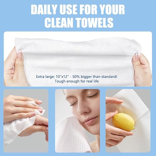Disposable Face Towels 10"¡¿12" Makeup Remover and Clean Soft and Thick Dry Wipes Facial Tissue XL Towelettes 600 Count