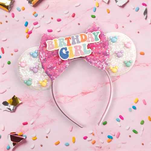 Mouse Ears for Women Birthday Girl Headband Sequin Ears Hair Accessories for Birthday Decorations Park Trips
