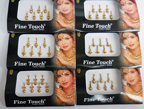 Gold Bindis Set - 4 Packs Assorted Designs