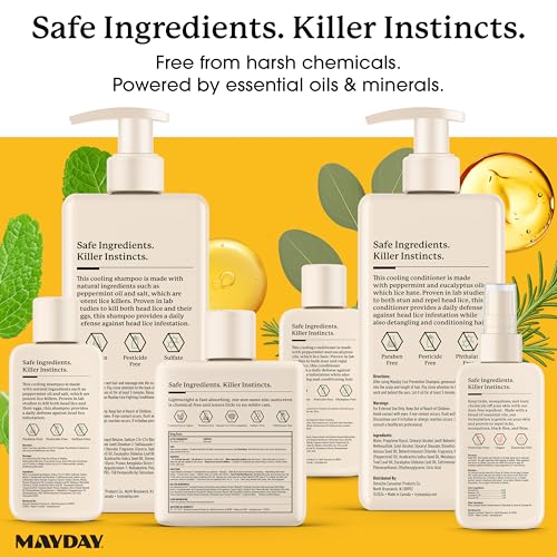 MAYDAY Family Lice Prevention & Sun Protection Bundle - Natural Insect Repellent & Sunscreen Set