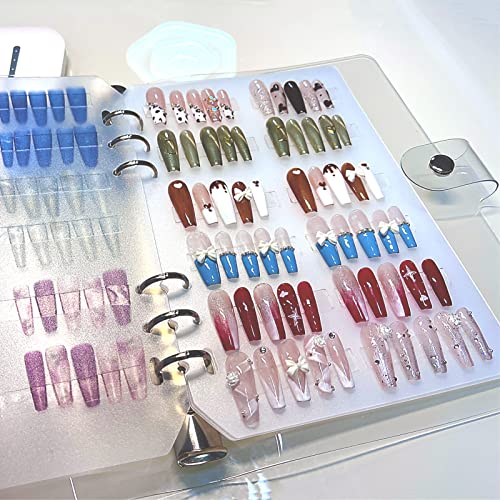 Press On Nail Organizer Storage Book with 6 Pages & Tape