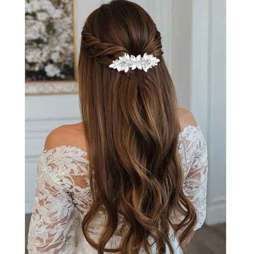 4 Pcs Rhinestone Hair Clips for Women Hair Barrettes Silver Bridal hair accessories for Wedding Party Everyday