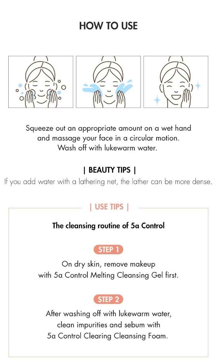 Dr.Ceuracle 5α Control Clearing Cleansing Foam | Deep Cleansing Sebum Care, Pore Purifying | A Special Foaming Cleanser For Dehydrated, Oily Skin That Cleanses Away Pore-Clogging Sebum and Innecessary Oil Without Tightness