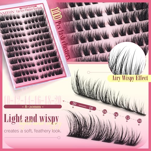 Cat Eye Eyelash Clusters Volume Spiky Manga Wispy Cluster Eyelash Extensions Fairy Lash Clusters 10-18mm DIY Individual Lash Extension Lightweight Lashes Clusters