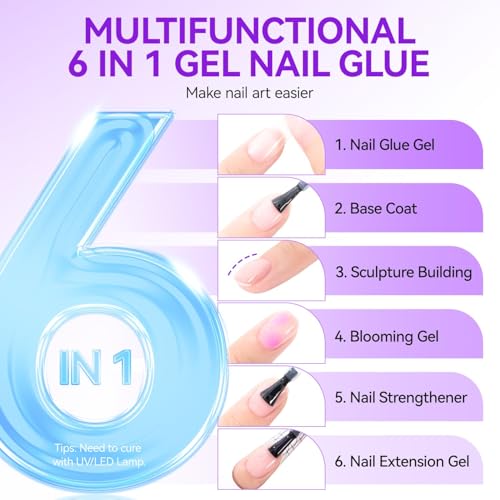 Gelike Gel Nail Glue 8ml for Press-On Nails - Strong UV Nail Tips Adhesive - 1pcs
