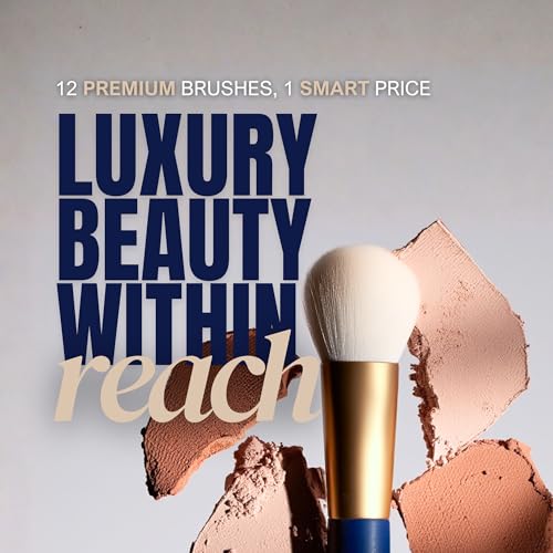 BERRY GOODS 12-Piece Makeup Brush Set with Microcrystalline Silk Fibers ? Ultra-Soft, Vegan & Cruelty-Free Face & Eye Brushes with Travel Case (BERRY Blue)