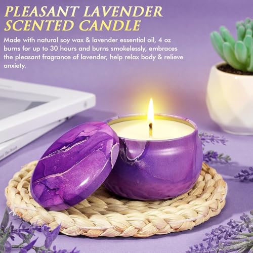 Birthday Gifts for Women Self Care Get Well Soon Gifts, Lavender Relaxing Spa Bath Gift Basket Care Package w/ Flannel Blanket 40 OZ Tumbler, Mother's Day Gift for Mom Her Wife Girlfriend Grandma