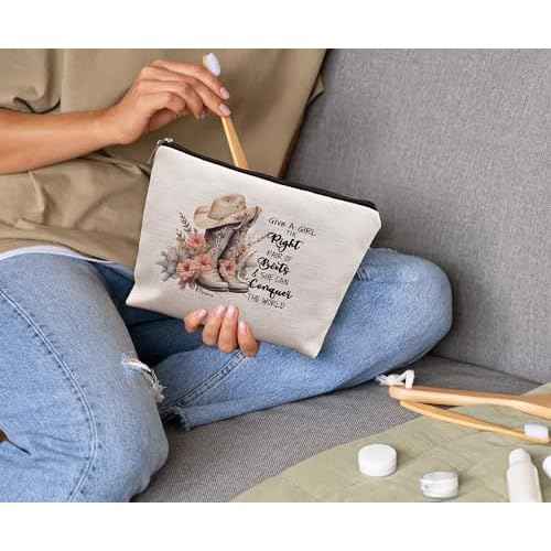 Western Makeup Bag,Cowgirl Boots Cosmetic Makeup Bag,Give A Girl The Right Boots,Cowgirl Stuff,Western Stuff For Women,Cowgirl Gifts