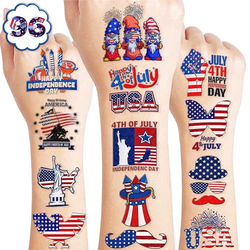 100 PCS 4th of July Temporary Tattoos - Party Favors & Decor