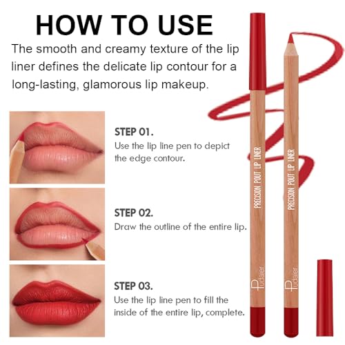 KIMIEYE 12 Colors Lip Liner Set A - Matte Finish Long-Lasting Lip Pencils