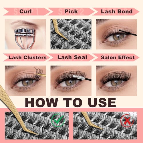 FADVAN D-Curl Wispy Lash Clusters - 132PCS DIY Eyelash Extensions