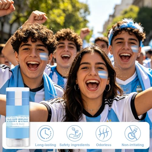 Argentina Face Paint Stick - Sweatproof 3-in-1 Colors for Fans
