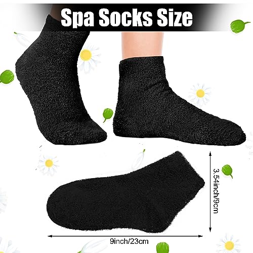 Janmercy Black Aloe Moisturizing Socks 3 Pairs Non-Slip Fuzzy Footwear