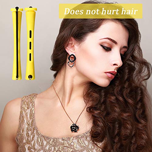 60 Pcs Yellow Hair Perm Rods 0.28 Inch Curling Rollers for Styling