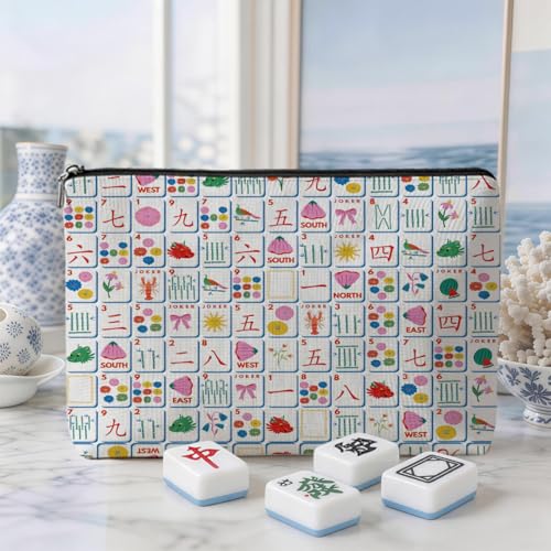 American Mahjong Tile Bag - Portable Canvas Storage Case