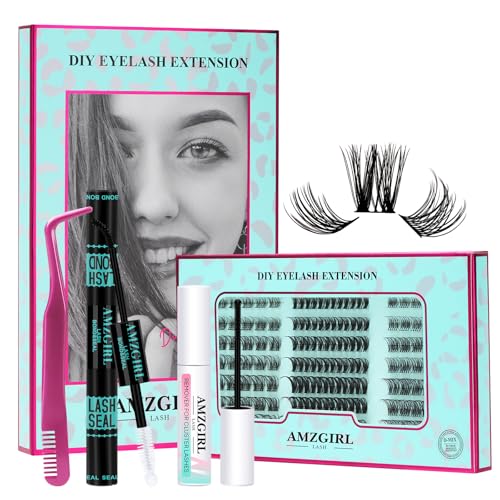 Lash Clusters Kit 144pcs Wispy Eyelash Extensions Kit 3 Styles Eyelash Clusters Individual Lashes Extension Kit with Lash Bond and Seal, Remover, Lash Tweezers DIY at Home(SMH,C-Mix8-16mm Kit)