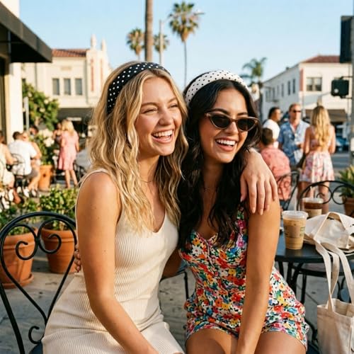 Polka Dot Headbands for Women Non-Slip Wide 1 inch 2PC
