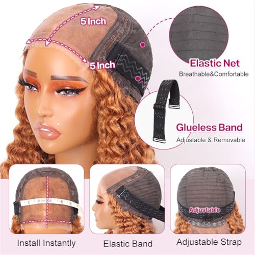 Honey Blonde Curly Bob Wig 12in 200% Density 5x5 HD Lace Closure Glueless Human Hair Wig for Black Women