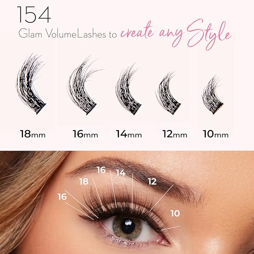 One V Salon 154 Pc DIY Luxe Eyelash Cluster Glam Volume,Fluffy 3D Individual Natural Lash Eyelash Clusters,10-18mm Soft Lashes