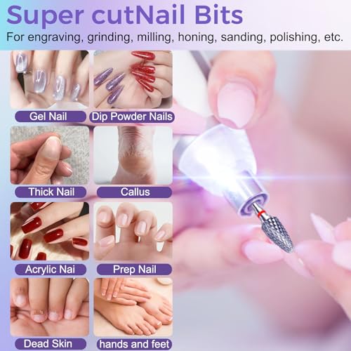 3/32" Carbide Nail Drill Bit - Fine Grit Tungsten for Acrylic & Gel Removal