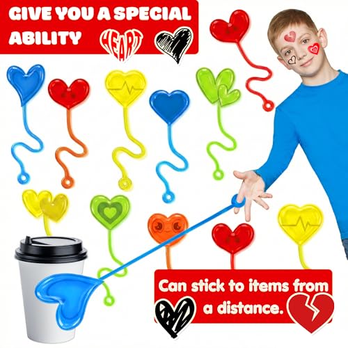 48 Piece Heart Party Favors Set - Sticky Hands & Temp Tattoos