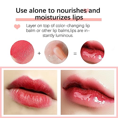 Fovcos Hydrating Lip Glow Oil with Cherry Seed Oil, Clear Moisturizing Lip Plumper