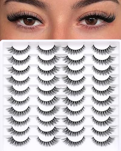 Azenlo Faux Mink False Eyelashes 20 Pairs 14mm Wispy Cat Eye