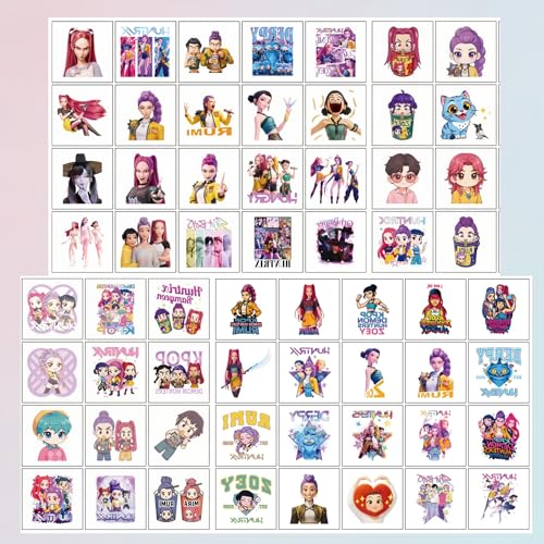 60-Piece K-Pop Temporary Tattoos - Waterproof Party Favors & Cosplay
