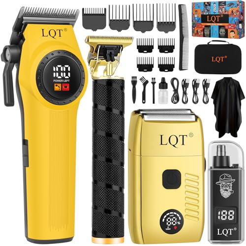 Professional Hair Clippers for Men, Cordless Hair Clipper and Trimmers Set with Electric Dual Foil Shaver & Nose Trimmer,LED Display,All-in-One Grooming Kit for Home,Barber & Travel, Gifts for Men